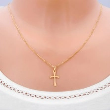 Gold pendant - cross with bifurcate arms with rays