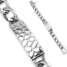 Surgical steel bracelet with snakeskin design