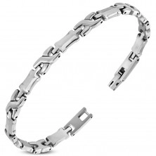 Bracelet made of surgical steel - rectangular and "X" links