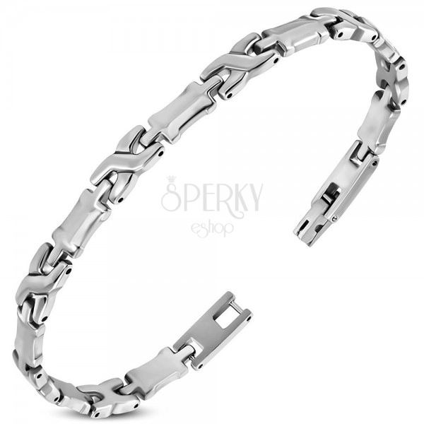 Bracelet made of surgical steel - rectangular and "X" links