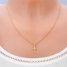 Pendant in yellow 14K gold - cross with pointy arms and rays