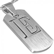 Steel pendant - plate with letter "E", two-piece