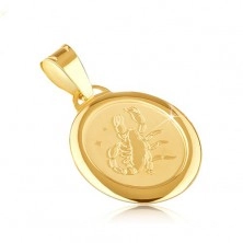 Gold pendant - zodiac sign SCORPIO on matt oval tag