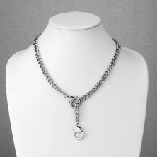 Chain made of surgical steel, silver colour, small handcuffs