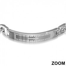 Steel wrist bracelet - tag with cross, Greek key