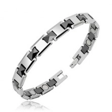 Tungsten magnetic bracelet with black joints, high gloss