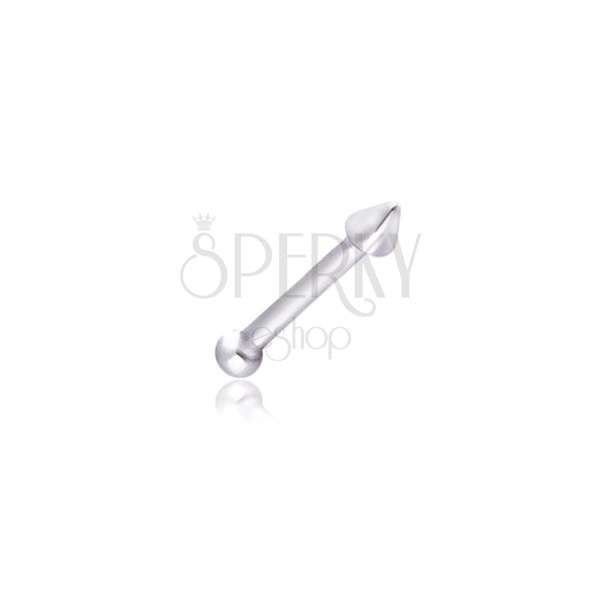 Steel nose piercing, straight, point, 1 mm