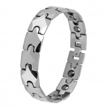 Tungsten magnetic bracelet, oblong links with rhombus