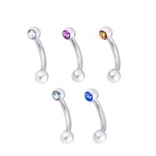316L eyebrow piercing - cups with colorful zircons