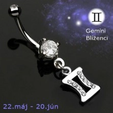 Zodiac belly button ring - Gemini