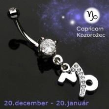 Zodiac belly button ring - Capricorn