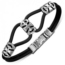 Black rubber bracelet - steel tag with cutouts