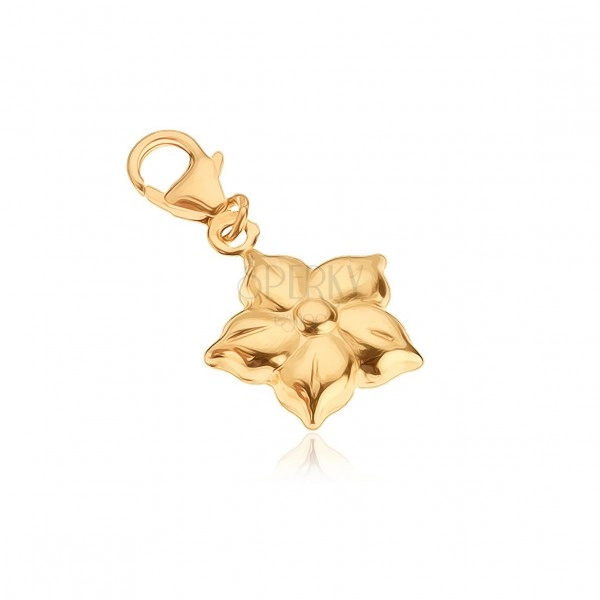 Gold pendant - shiny flower in bloom with five petals