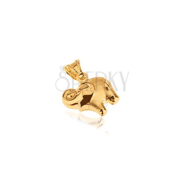 Gold pendant - three-dimensional elephant, curled up trunk