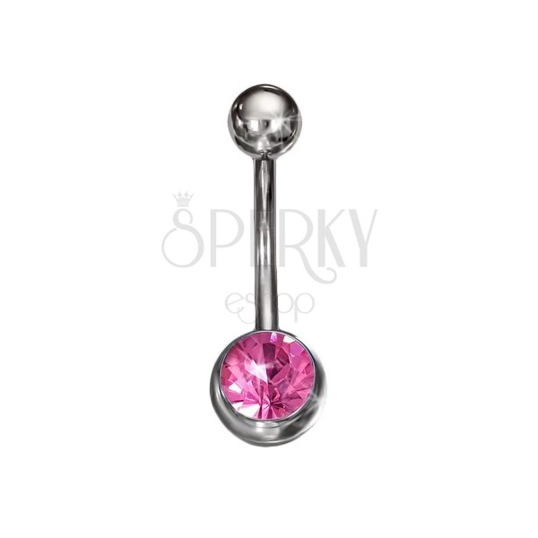 Surgical steel navel piercing - pink zircon