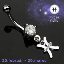 Zodiac belly button ring - Pisces