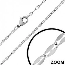 Steel chain, shiny flat links in silver colour, 2,5 mm