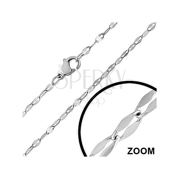 Steel chain, shiny flat links in silver colour, 2,5 mm