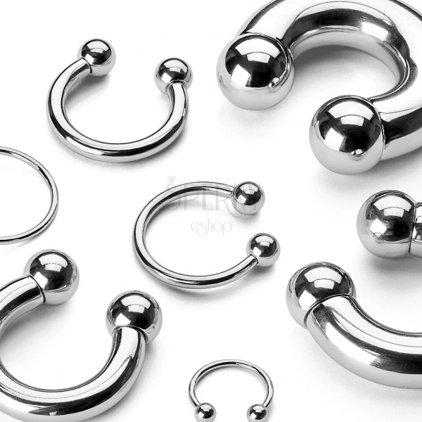 Stainless steel piercing - glossy horse-shoe with balls basic, various sizes