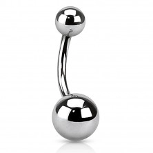 Belly steel piercing of silver colour - simple balls, 1,6 mm
