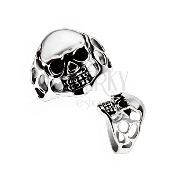 Massive ring made of surgical steel - skull, cut-outs