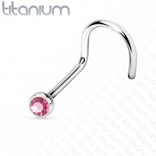 Titanium nose piercing curved with a zircon, 2 mm, width 1 mm