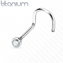 Titanium nose piercing curved with a zircon, 2 mm, width 1 mm