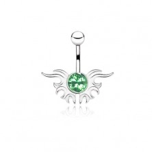 Bellybutton ring with up-and-down lines, zircon in various colors