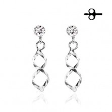 Earrings made of silver 925 - spirals with clear stone
