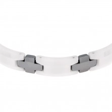 Bracelet made of tungsten with white ceramic links, cross