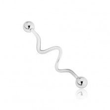 Steel wavy ear piercing finished with balls