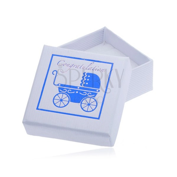 White jewellery gift box - blue baby stroller