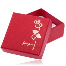 Shiny red gift box, golden rose, inscription "for you"