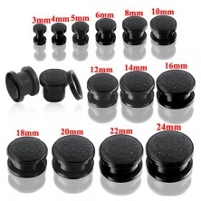 Round ear tunnel plug in black with glitter