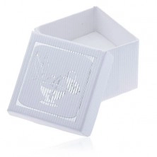 White ribbed gift box for earrings - silver dove, chalice and pitcher