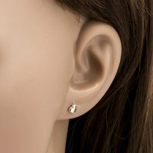 Gold earrings - shimmering regular heart, smooth surface