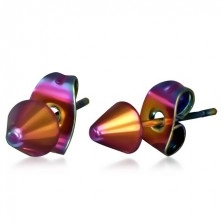 Glossy iridescent steel earrings, spikes