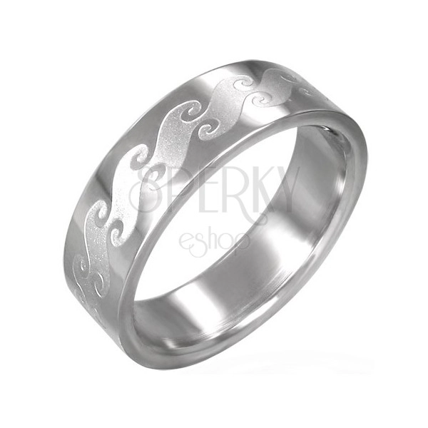 Stainless steel ring with matt waves
