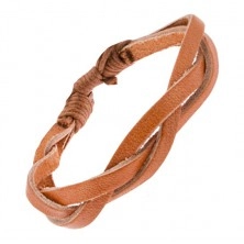 Caramel brown braided leather bracelet