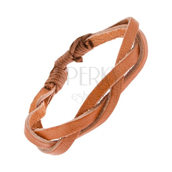 Caramel brown braided leather bracelet