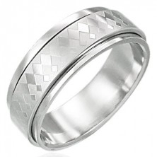 Spinner stainless steel ring with big and small diamond pattern
