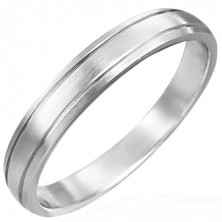 Matt band ring made of surgical steel with two grooves