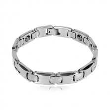 Bracelet made of tungsten links, rounded H links and pyramids
