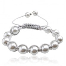 Shamballa bracelet, shiny silvern pearls