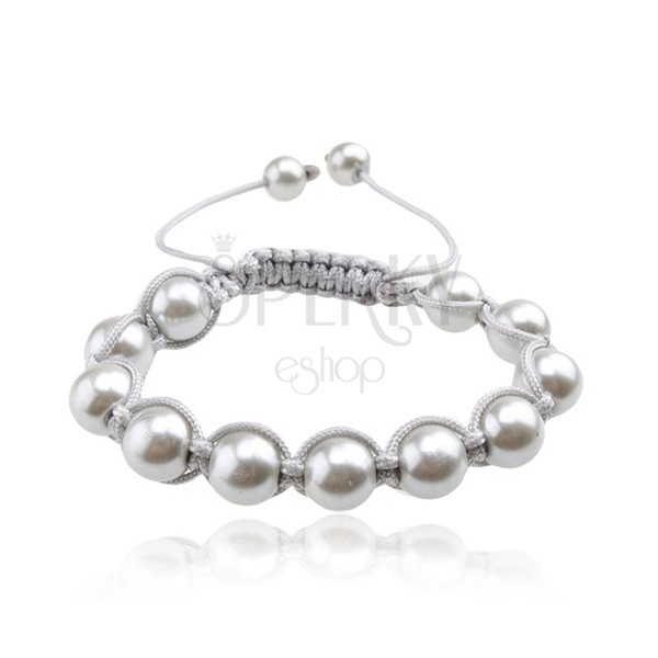 Shamballa bracelet, shiny silvern pearls