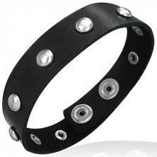 Leather bracelet with round metal studs