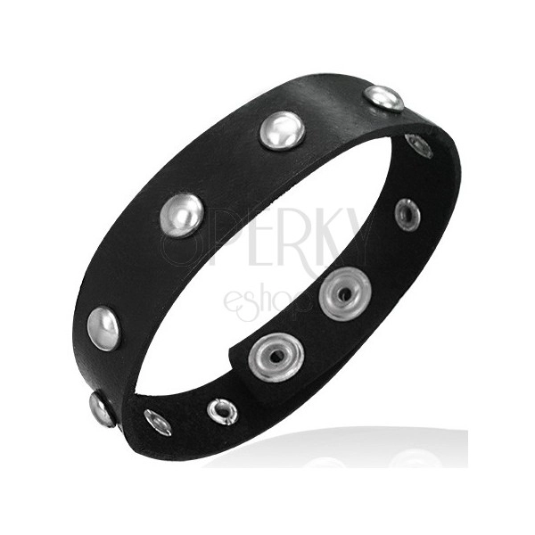 Leather bracelet with round metal studs