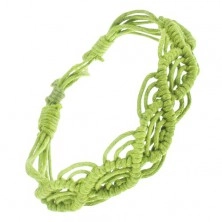 String bracelet of light green colour, motif of waves