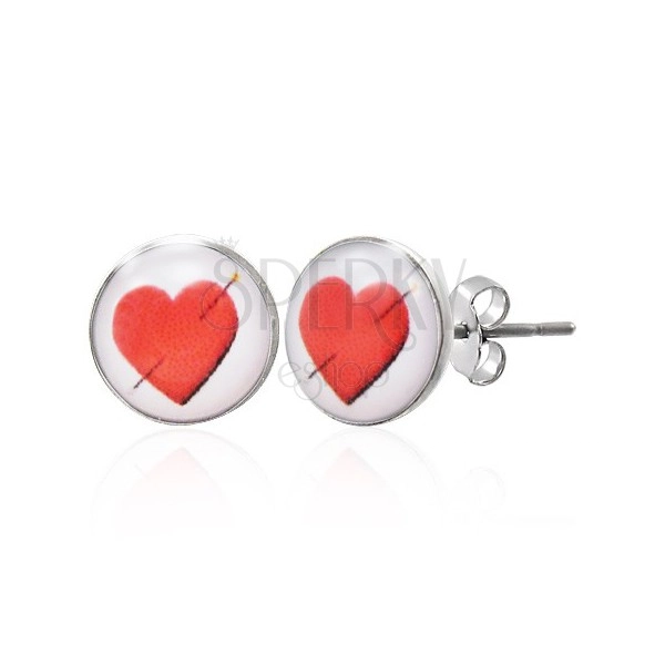 Steel earrings with pierced heart
