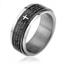 Ring made of surgical steel - spinning black band, Lord's prayer